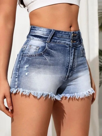 Лято 2023 Нова мода Скъсани тесни дънкови шорти за жени Секси разтегливи дънки с пискюли Ежедневни женско облекло S-2XL