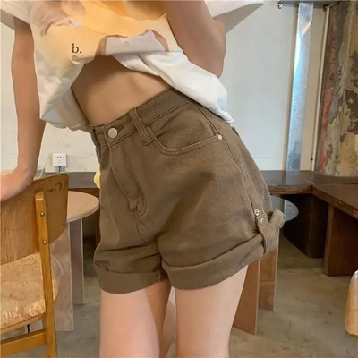 Pantaloni scurți de blugi verzi Pantaloni scurți largi de damă cu talie înaltă Pantaloni scurți de vară sexy în linie A Pantaloni scurți de blugi cu picioare largi, haine y2k pentru femei