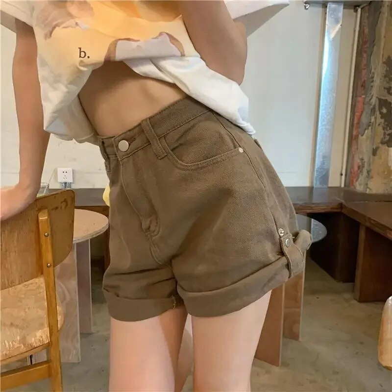 Pantaloni scurți de blugi verzi Pantaloni scurți largi de damă cu talie înaltă Pantaloni scurți de vară sexy în linie A Pantaloni scurți de blugi cu picioare largi, haine y2k pentru femei
