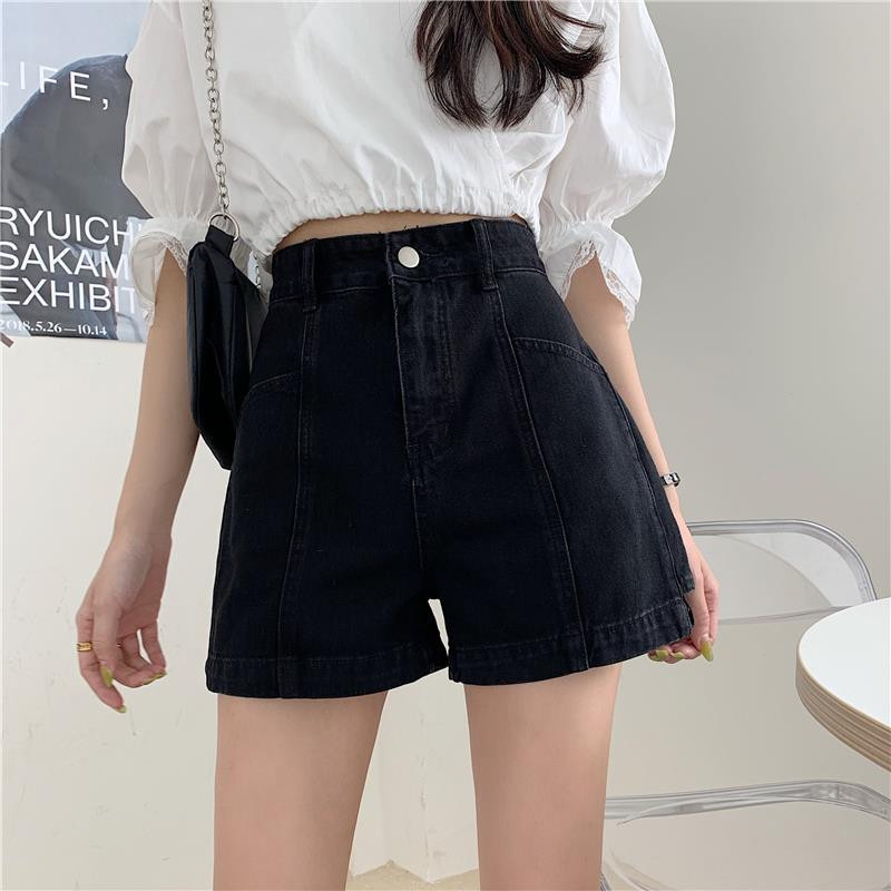 Moteriški džinsiniai šortai, priklijuoti solidūs vintažiniai, netaisyklingi stilingi paauglių gatvės drabužiai Įvairūs laisvalaikio aukštu juosmeniu, saldūs, karšti drabužiai