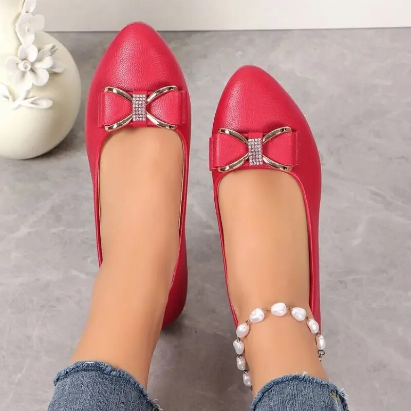 Plitke ravne kožne cipele s mašnom za žene Ljetne ravne cipele Ženske udobne i elegantne cipele na cipele Plus veličina 43