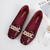 2024. Nove luksuzne ženske cipele s elegantnim četvrtastim prstima, ležerne mekane kožne ravne cipele, crvene kawaii metalne, metalne ženske opuštene Lolita mokasinke