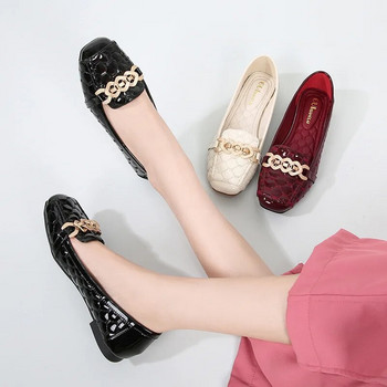 2024 Нови луксозни дамски елегантни обувки с квадратни пръсти Ежедневни меки кожени обувки Червен Kawaii Barefoot Метални женски дамски обувки Lolita Lolafers