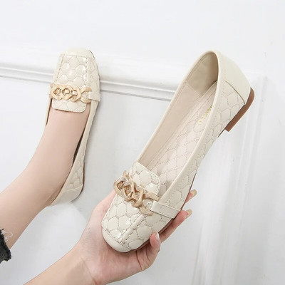 2024. Nove luksuzne ženske cipele s elegantnim četvrtastim prstima, ležerne mekane kožne ravne cipele, crvene kawaii metalne, metalne ženske opuštene Lolita mokasinke