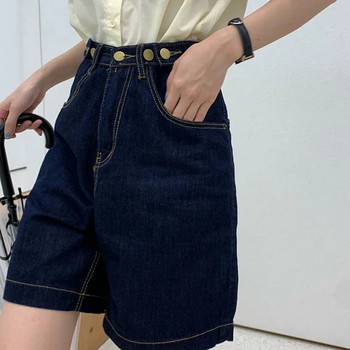 Τζιν σορτς Γυναικεία ψηλή μέση ίσια, χαλαρά ρούχα στο δρόμο casual Preppy στυλ, vintage γυναικεία κορεατική μόδα