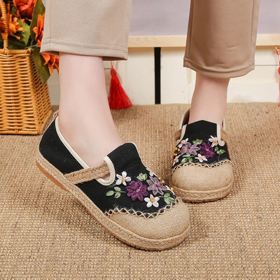Noua broderie cu flori pantofi pentru femei, toamna 2023, comozi, pantofi casual din pânză, pantofi spadrile în stil chinezesc pentru femei