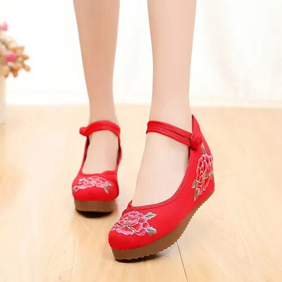 Veowalk ženske platnene cipele s starom pekinškom izvezenom platformom, udobne, starinske, ležerne, pamučne tenisice s vezom za gležanj