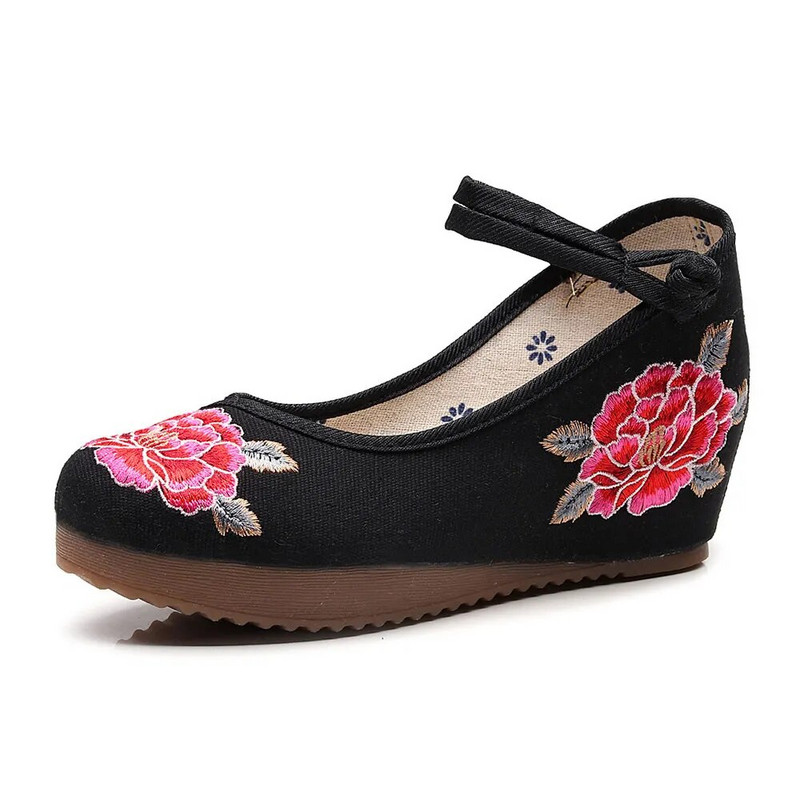 Veowalk ženske platnene cipele s starom pekinškom izvezenom platformom, udobne, starinske, ležerne, pamučne tenisice s vezom za gležanj