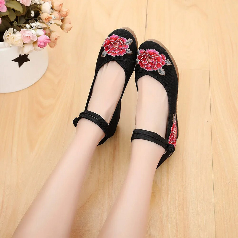 Veowalk ženske platnene cipele s starom pekinškom izvezenom platformom, udobne, starinske, ležerne, pamučne tenisice s vezom za gležanj