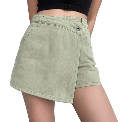 Vintage τζιν φούστα με ψηλόμεσο σορτς σε γραμμή Α Tummy Control Slim Fit Μοντέρνα ρούχα για fashionistas του καλοκαιριού