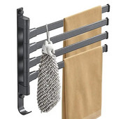 Tevékenységi törülközőtartók 180 Forgó, forgatható törölközőtartó Falra akasztható fürdőszobai törölközőtartó tartó Rozsdamentes acél 304 Rozsdamentes