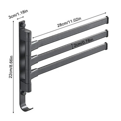 Tevékenységi törülközőtartók 180 Forgó, forgatható törölközőtartó Falra akasztható fürdőszobai törölközőtartó tartó Rozsdamentes acél 304 Rozsdamentes