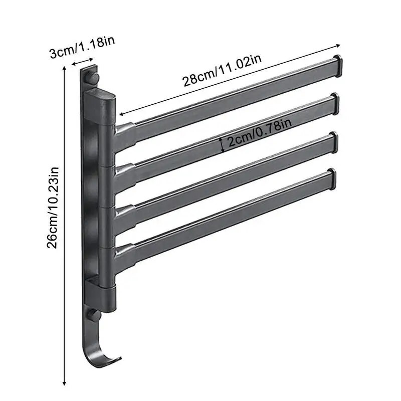 Tevékenységi törülközőtartók 180 Forgó, forgatható törölközőtartó Falra akasztható fürdőszobai törölközőtartó tartó Rozsdamentes acél 304 Rozsdamentes