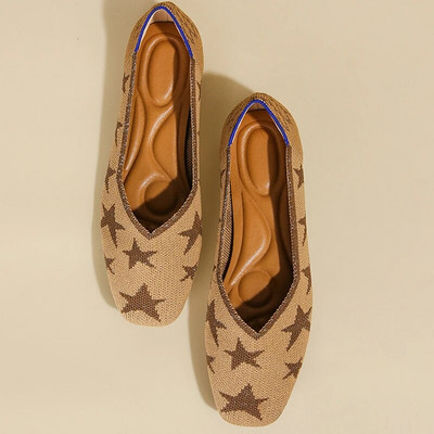 Ženske ravne cipele, veliki 43/42, ležerni modni uzorak, prozračne pletene neklizajuće gumene potplate, četvrtaste udobne cipele