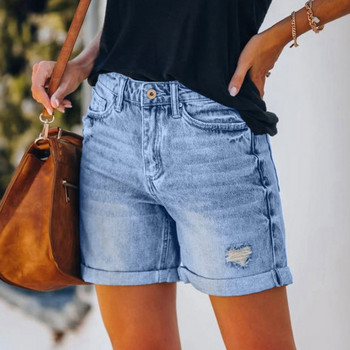Γυναικεία μόδα σχισμένα ψηλόμεσα τζιν σορτς vintage καλοκαιρινά casual κοντό τζιν Streetwear Γυναικεία Hotpants σορτς 2023