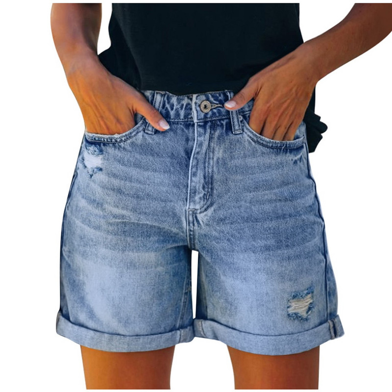 Pantaloni scurți din denim cu talie înaltă, la modă pentru femei, pantaloni scurți de vară, ocazional, cu buzunar, pantaloni scurți, pantaloni scurti de stradă, pantaloni scurti 2023