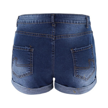 Ново през лятото Дамски дънкови къси панталони Секси еластични дънкови шорти със скъсан маншет и джобове Дънки в стар счупен стил Pantalones De Mujer