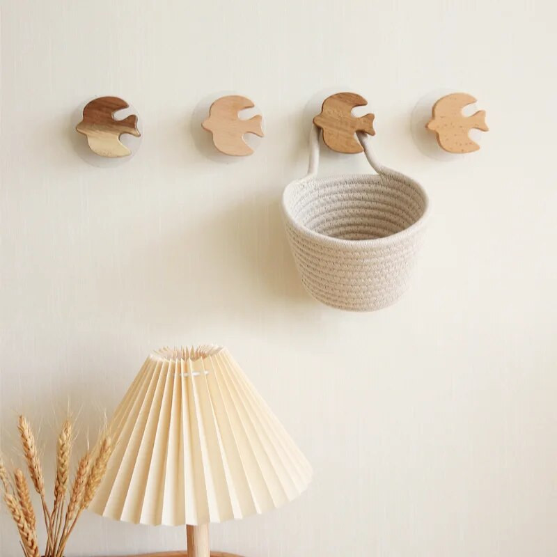 Új Wood Bird Állatkampó Konyhai Kulcstartó Ruha Kalap Tömör fa kampó Aranyos szobadekorációs kampó szoba dekorációhoz Kiegészítők