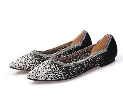 Prozračne poliesterske cipele Ženske proljetne ravne balerinke sa šiljatim prstima Ženske rastezljive pletene mokasine Ženske dnevne haljine Mokasine