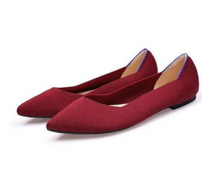 Prozračne poliesterske cipele Ženske proljetne ravne balerinke sa šiljatim prstima Ženske rastezljive pletene mokasine Ženske dnevne haljine Mokasine