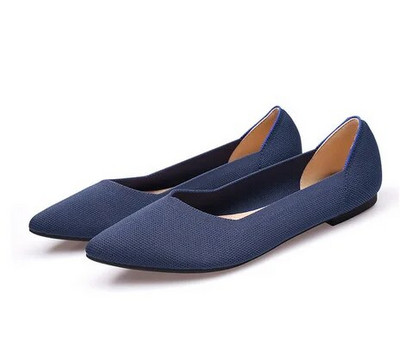 Prozračne poliesterske cipele Ženske proljetne ravne balerinke sa šiljatim prstima Ženske rastezljive pletene mokasine Ženske dnevne haljine Mokasine