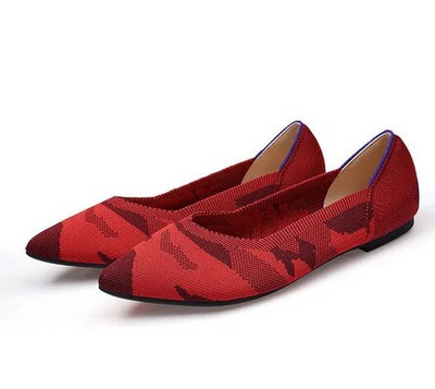 Prozračne poliesterske cipele Ženske proljetne ravne balerinke sa šiljatim prstima Ženske rastezljive pletene mokasine Ženske dnevne haljine Mokasine