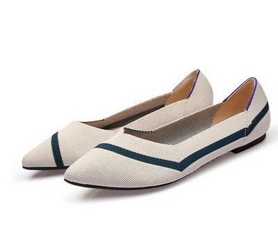 Prozračne poliesterske cipele Ženske proljetne ravne balerinke sa šiljatim prstima Ženske rastezljive pletene mokasine Ženske dnevne haljine Mokasine