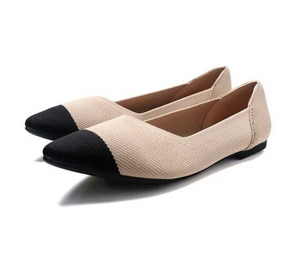 Prozračne poliesterske cipele Ženske proljetne ravne balerinke sa šiljatim prstima Ženske rastezljive pletene mokasine Ženske dnevne haljine Mokasine