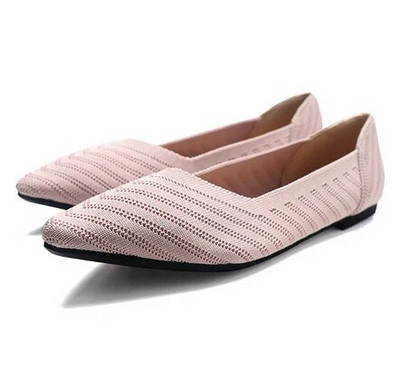 Prozračne poliesterske cipele Ženske proljetne ravne balerinke sa šiljatim prstima Ženske rastezljive pletene mokasine Ženske dnevne haljine Mokasine