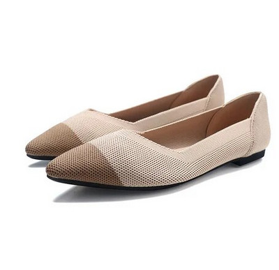 Prozračne poliesterske cipele Ženske proljetne ravne balerinke sa šiljatim prstima Ženske rastezljive pletene mokasine Ženske dnevne haljine Mokasine