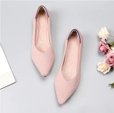 Prozračne poliesterske cipele Ženske proljetne ravne balerinke sa šiljatim prstima Ženske rastezljive pletene mokasine Ženske dnevne haljine Mokasine