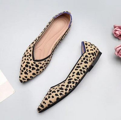 Prozračne poliesterske cipele Ženske proljetne ravne balerinke sa šiljatim prstima Ženske rastezljive pletene mokasine Ženske dnevne haljine Mokasine