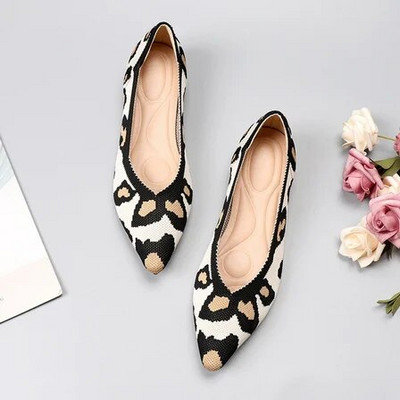 Prozračne poliesterske cipele Ženske proljetne ravne balerinke sa šiljatim prstima Ženske rastezljive pletene mokasine Ženske dnevne haljine Mokasine