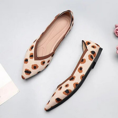 Prozračne poliesterske cipele Ženske proljetne ravne balerinke sa šiljatim prstima Ženske rastezljive pletene mokasine Ženske dnevne haljine Mokasine