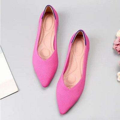 Prozračne poliesterske cipele Ženske proljetne ravne balerinke sa šiljatim prstima Ženske rastezljive pletene mokasine Ženske dnevne haljine Mokasine