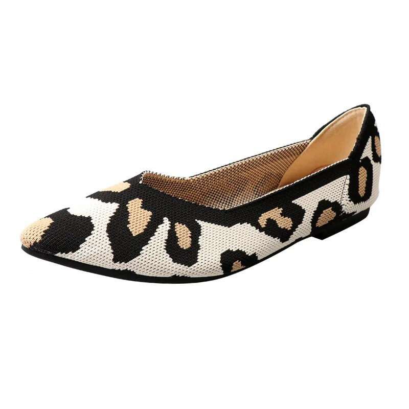 Prozračne poliesterske cipele Ženske proljetne ravne balerinke sa šiljatim prstima Ženske rastezljive pletene mokasine Ženske dnevne haljine Mokasine