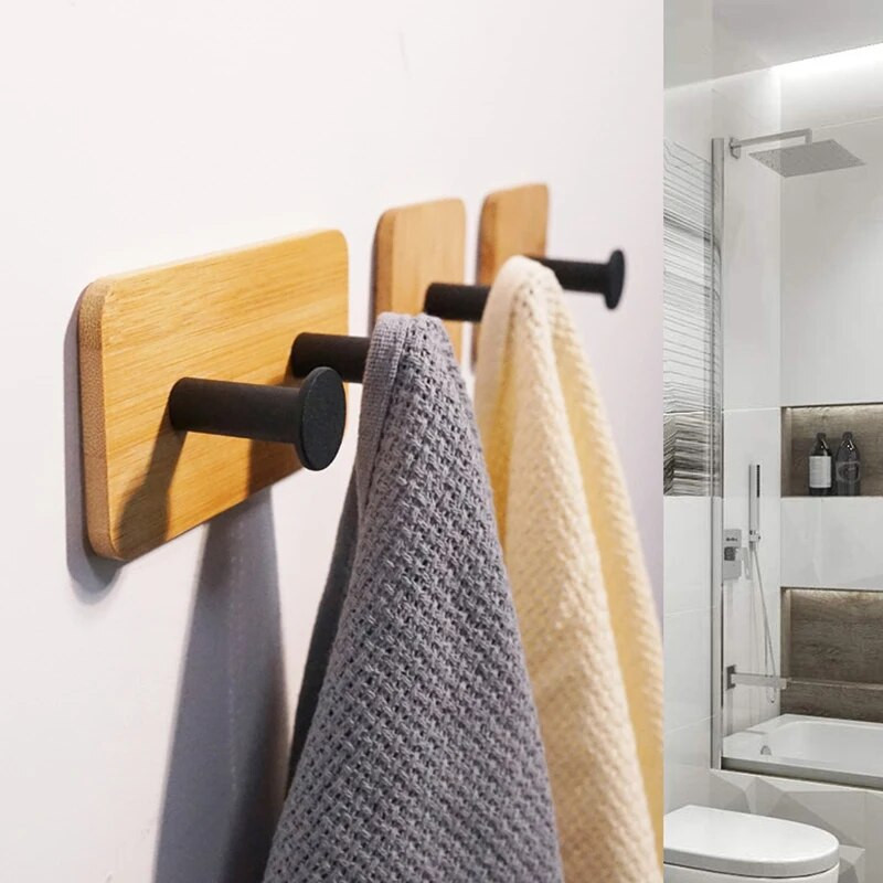 1 vnt. Bambuko medienos kabliukas sieninių drabužių kabyklos durų raktų pakabuko laikiklis Lipnus kabliukas virtuvės prietaisai, skirti namų vonios kambario aksesuarams Cozinha