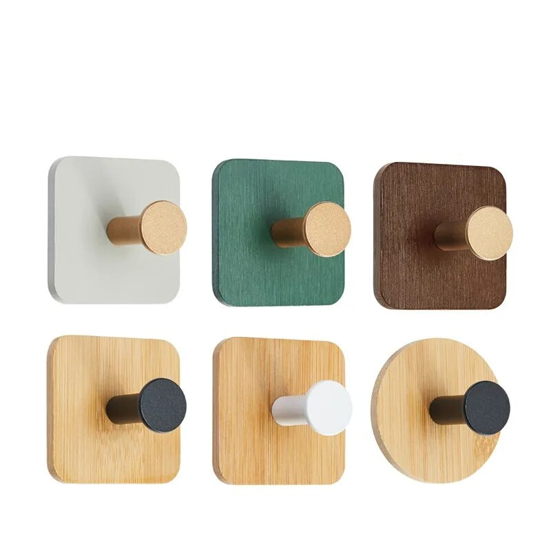 1 vnt. Bambuko medienos kabliukas sieninių drabužių kabyklos durų raktų pakabuko laikiklis Lipnus kabliukas virtuvės prietaisai, skirti namų vonios kambario aksesuarams Cozinha