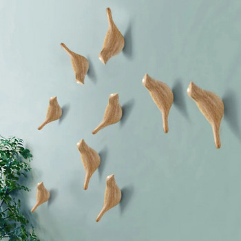 Творчески стенни куки Куки за декорация на птици от смола Дървени зърна Куки за спалня Врата след животните Куки 3D кука за палта Единична стенна закачалка