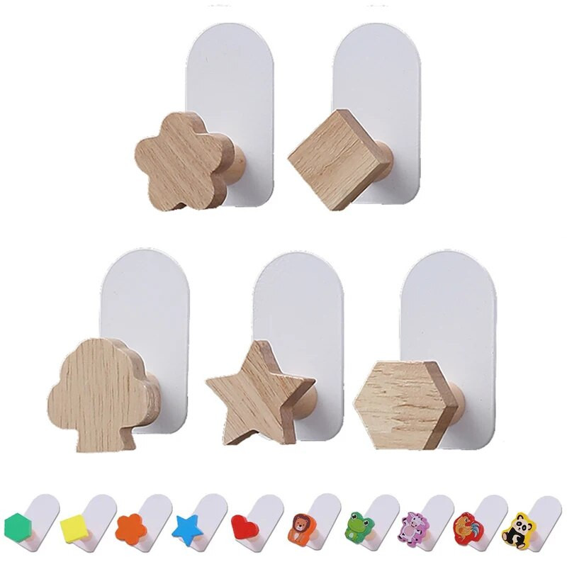 Zidne ukrasne vješalice od nordijskog drva Kuke bez bušenja Odjeća iza vrata Torbe za kapute Držač ključeva Kuka Kuka za kupaonski toranj Stalak