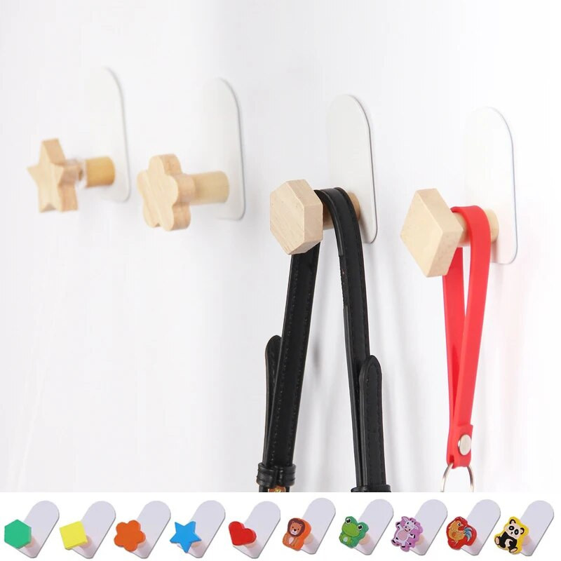 Zidne ukrasne vješalice od nordijskog drva Kuke bez bušenja Odjeća iza vrata Torbe za kapute Držač ključeva Kuka Kuka za kupaonski toranj Stalak