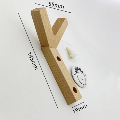 LCH Nordic Style David's Deer tömörgumi fa ruhák kampós kulcstartó szekrény fogantyú ajtó húzható bejárati csap