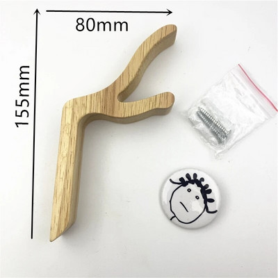 LCH Nordic Style David's Deer tömörgumi fa ruhák kampós kulcstartó szekrény fogantyú ajtó húzható bejárati csap
