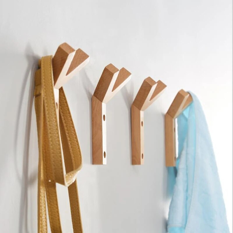 LCH Nordic Style David's Deer tömörgumi fa ruhák kampós kulcstartó szekrény fogantyú ajtó húzható bejárati csap