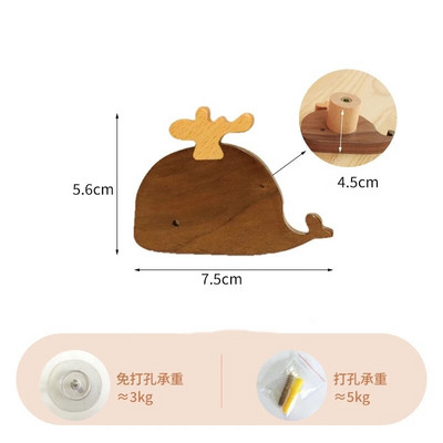 Nordijska drvena kuka Slatki kit Puno drvo Dječja soba Deco kuka Kuka za kreativnu odjeću Ručka za ladicu Dodaci za kućnu kuhinju