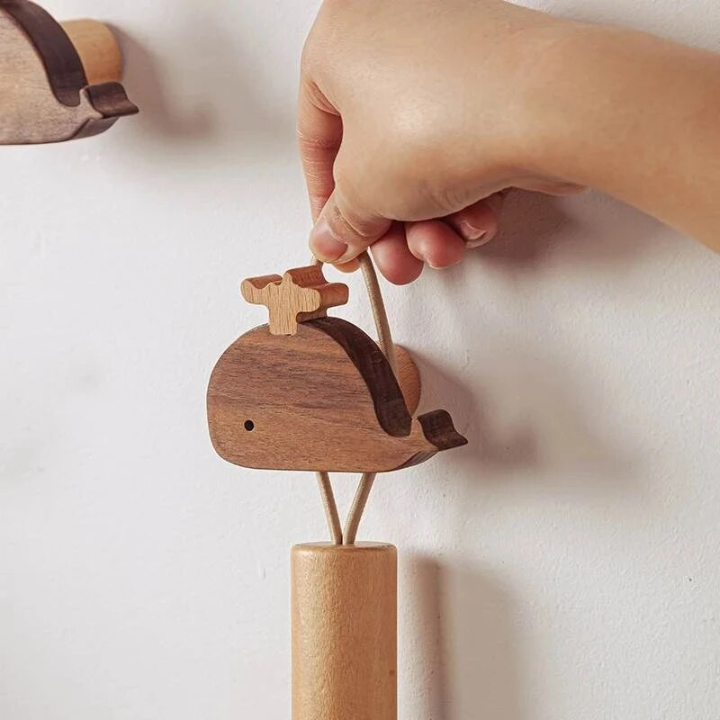 Nordijska drvena kuka Slatki kit Puno drvo Dječja soba Deco kuka Kuka za kreativnu odjeću Ručka za ladicu Dodaci za kućnu kuhinju