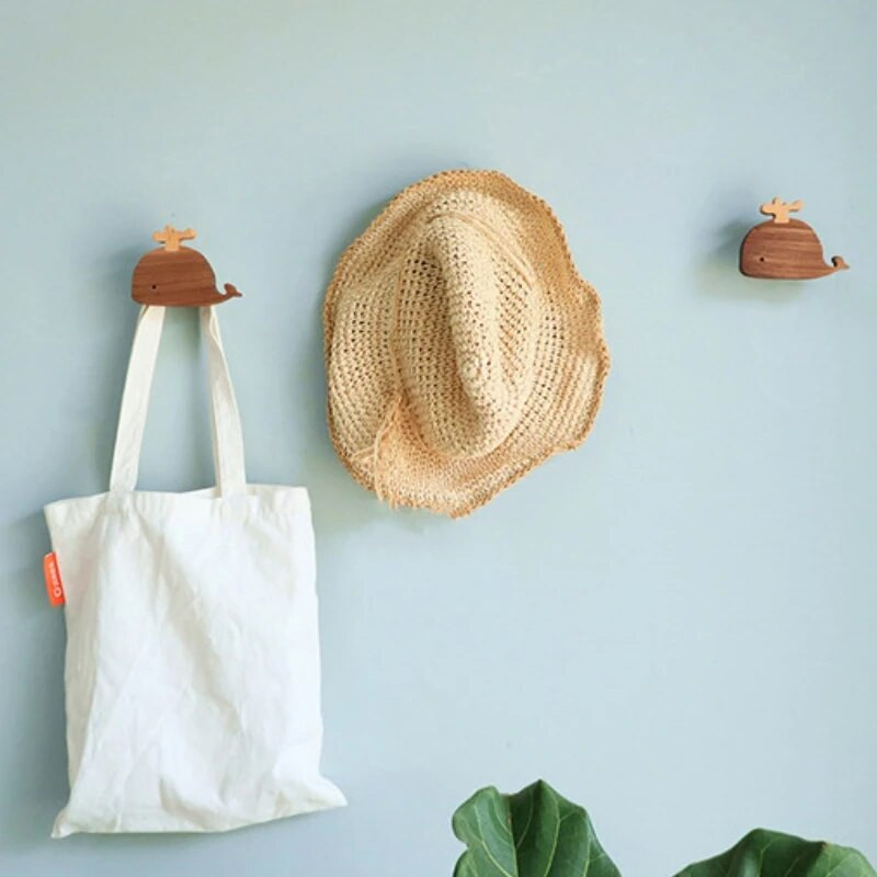 Nordijska drvena kuka Slatki kit Puno drvo Dječja soba Deco kuka Kuka za kreativnu odjeću Ručka za ladicu Dodaci za kućnu kuhinju