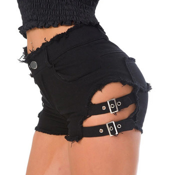 648 # Νέα σέξι ψηλόμεση διάτρητη μπάρα Hot παντελόνι Καλοκαιρινό Υψηλό ελαστικό Plus μέγεθος Μόδα Casual Τζιν Τζιν Σορτς Γυναικεία