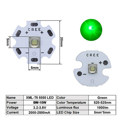 Didelio galingumo LED lustas 5W-10W cree XML T6 XML2 XM-L2 5050 16mm 20mm 3V 3.6V diodai žibintuvėlio dviračio automobilio priedams priekinė lempa