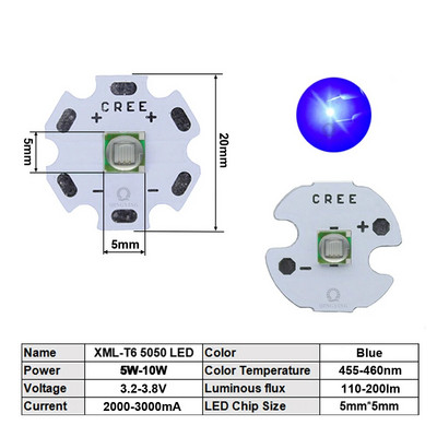 Didelio galingumo LED lustas 5W-10W cree XML T6 XML2 XM-L2 5050 16mm 20mm 3V 3.6V diodai žibintuvėlio dviračio automobilio priedams priekinė lempa